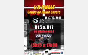 1/8 Finale Coupe Haute Savoie - U15 se déplacent à BC Pays Rochois